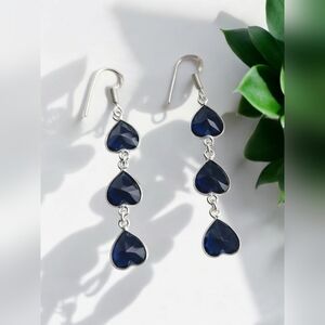 NWT TANZIITE 925 SILVER ,HEART DROP EARRINGS!!  ❤️